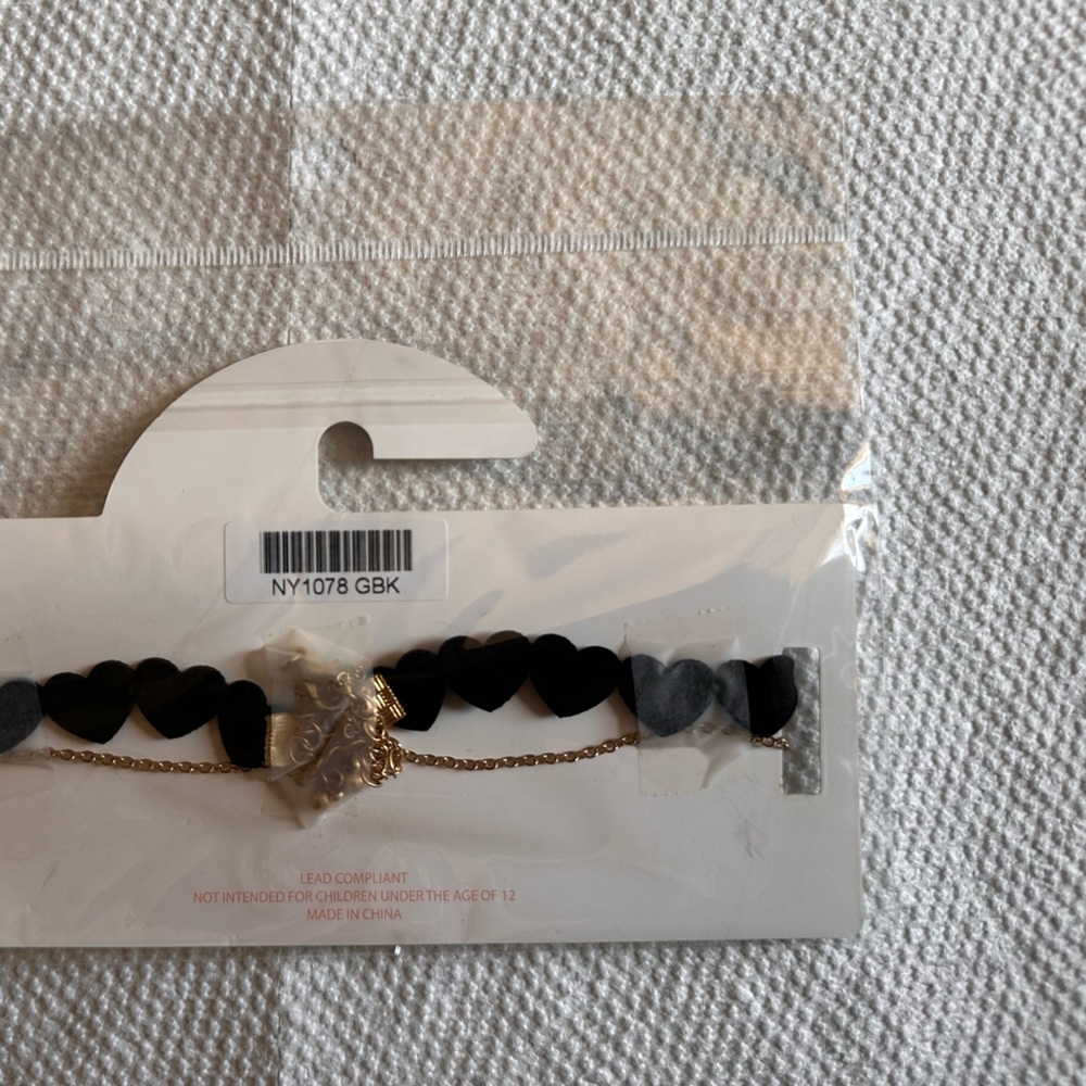 Heart Choker Necklace with Gold Chain